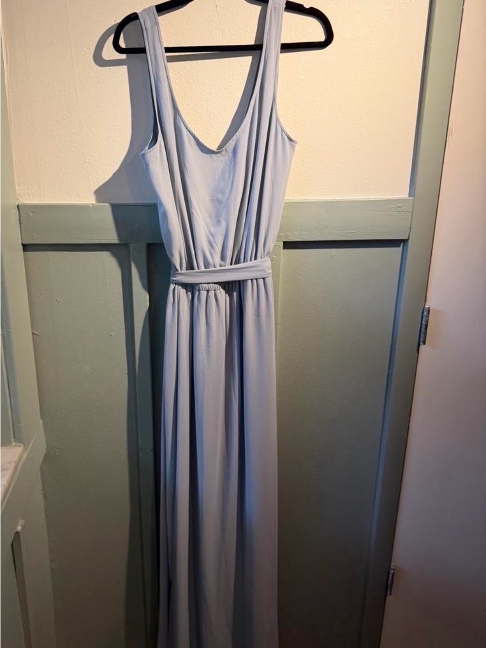 Show me your Mumu- Light Blue Sleeveless Maxi Dress with Waist Tie